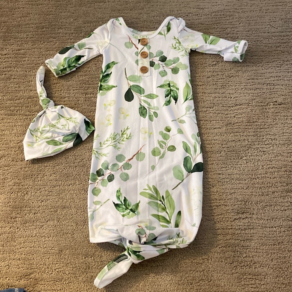 Caden Lane Newborn Gown and Hat